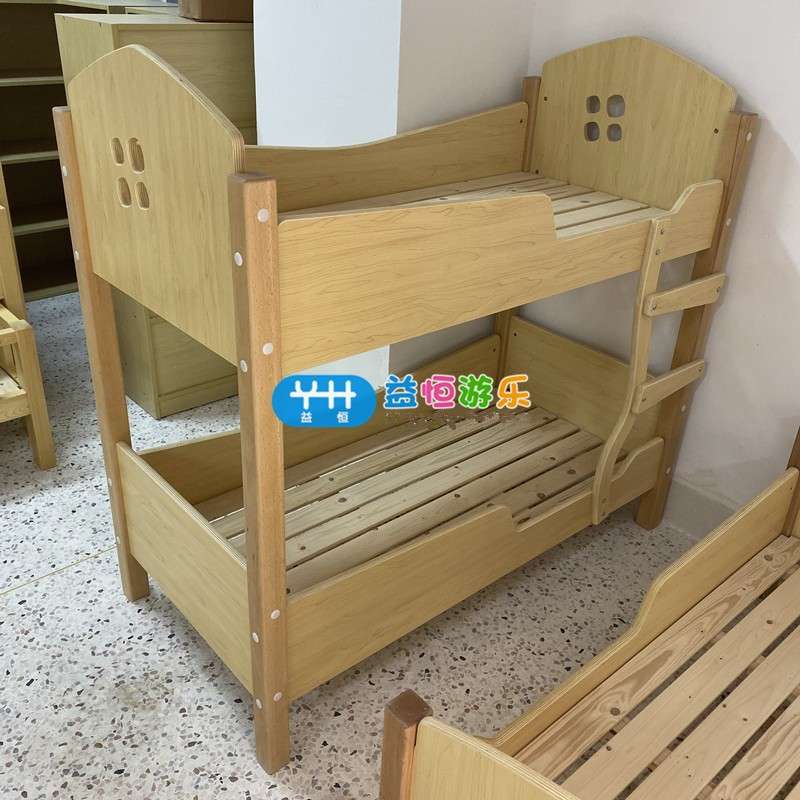儿童木质双层高低床幼儿园木制上下铺双人床房屋造型单人午休床