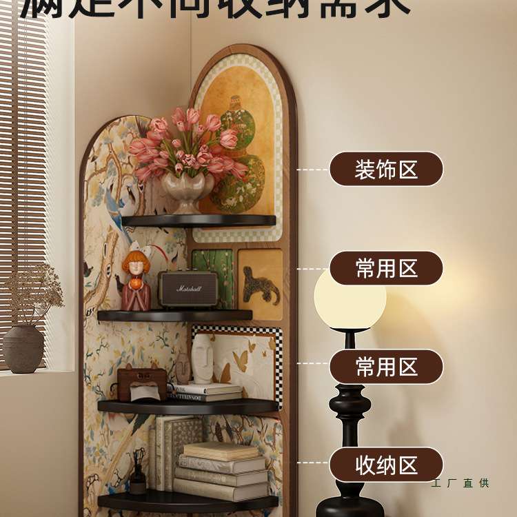 转角置物架卧室落地家用简易转角柜客厅墙边多层拐角储物收纳架子