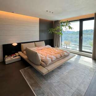 Peter Maly2写意空间意式极简约现代布艺床主卧悬浮床Ligne Roset