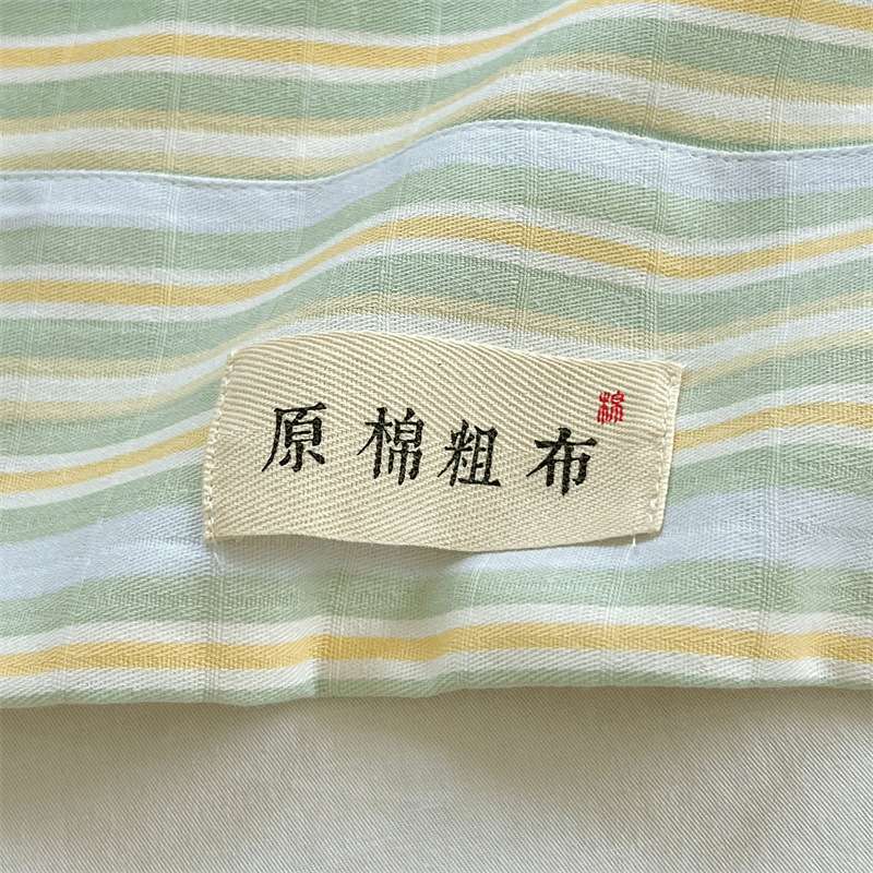 纯棉老粗布四件套原棉加厚印花床上被套简约床单款全棉四件套