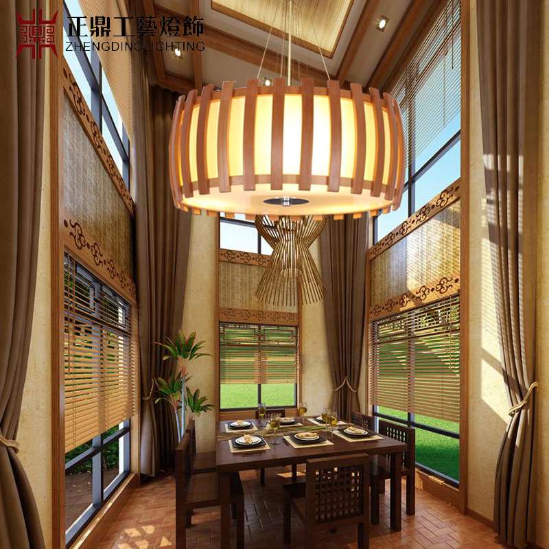 日式韩式现代中式客厅灯具竹制亚克力卧室灯饰餐厅过道灯吸顶灯