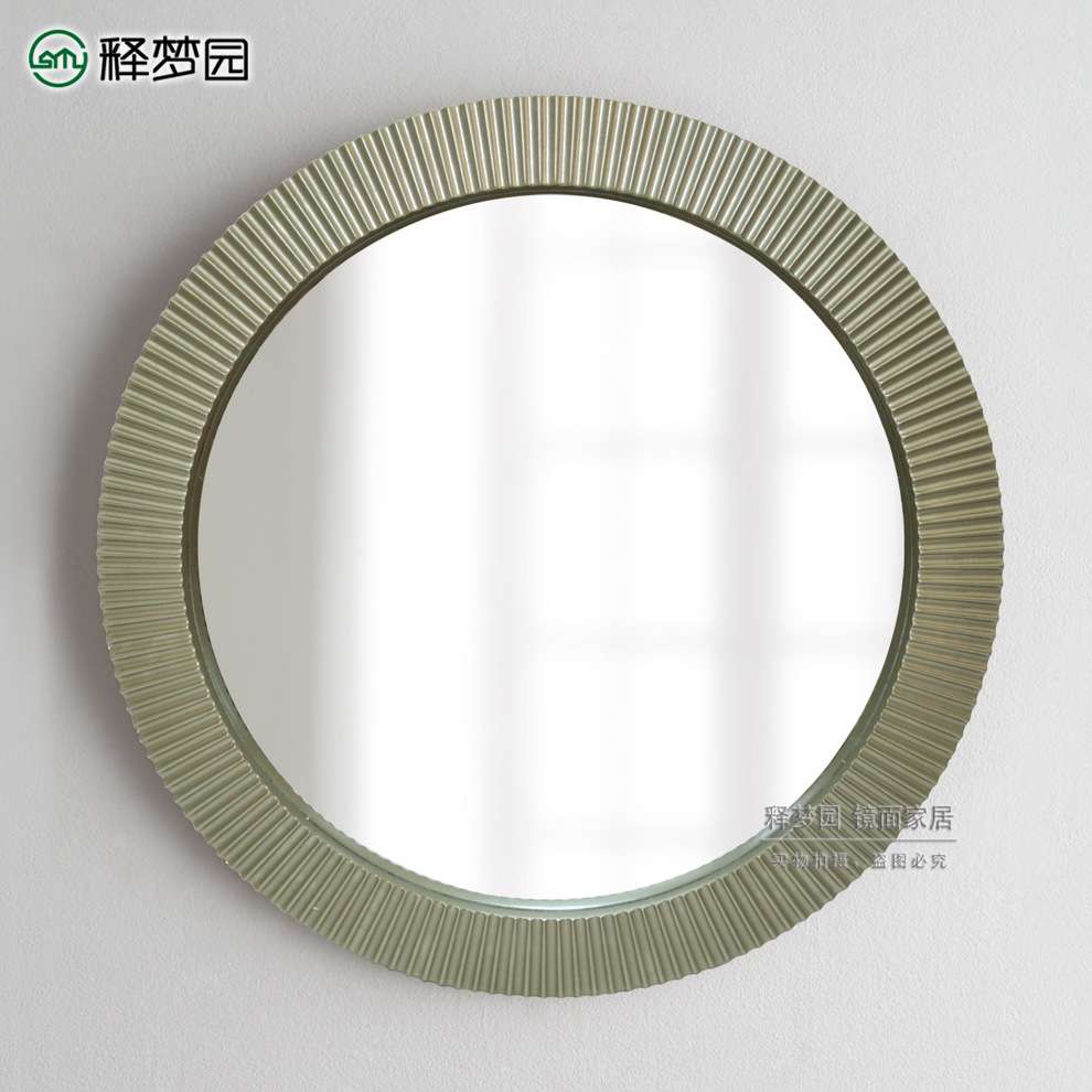 现代立体圆形装饰镜玄关镜浴室镜时尚网红镜子化妆镜2110