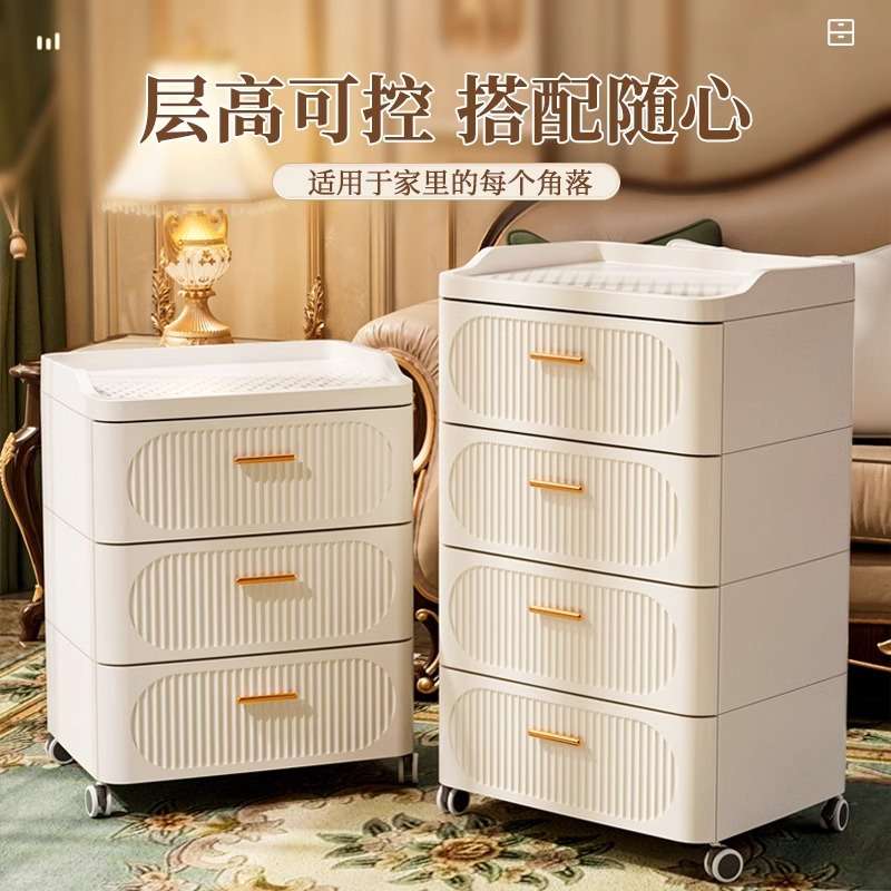 床头柜抽屉式收纳柜家用塑料储物柜客厅多层卧室落地床头置物柜子
