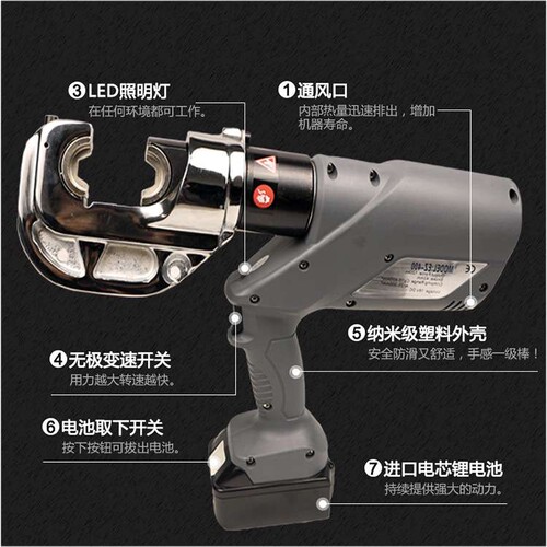 EZ-400充电式液压钳电动压线钳300接H型线夹剪切二合一端子压接钳