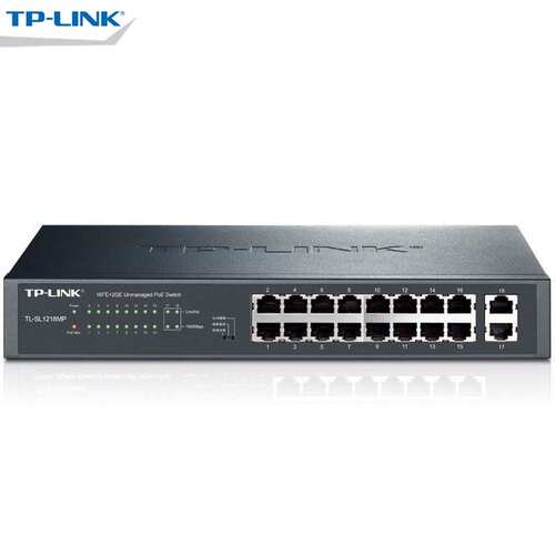 TP-LINK TL-SL1218MP 16口百兆+2口千兆非网管PoE交换机AP供电器
