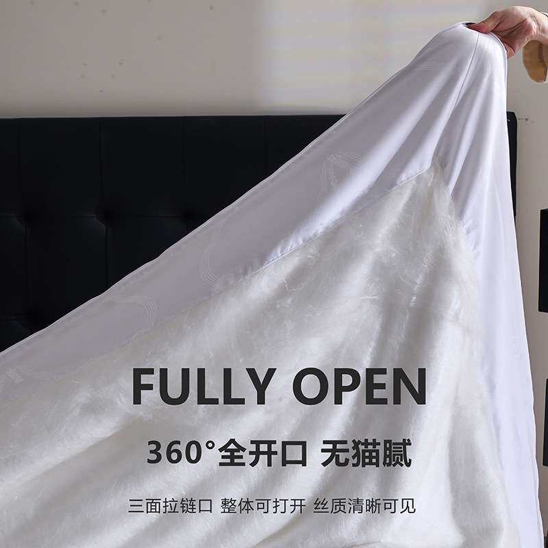 轻奢80支全棉银线提花全开口可视双宫桑蚕丝冬被高端送礼双人被芯