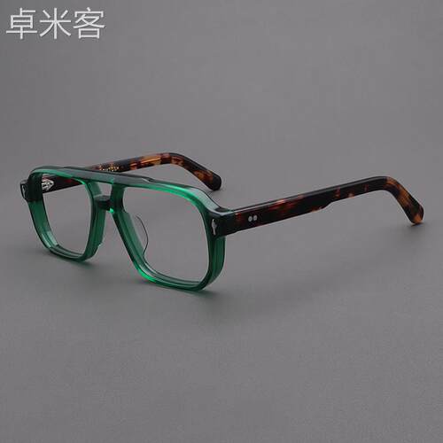 卓米客MOSCOT LEMTOSH眼镜框女透明绿框玳瑁色双梁飞行员复古近视