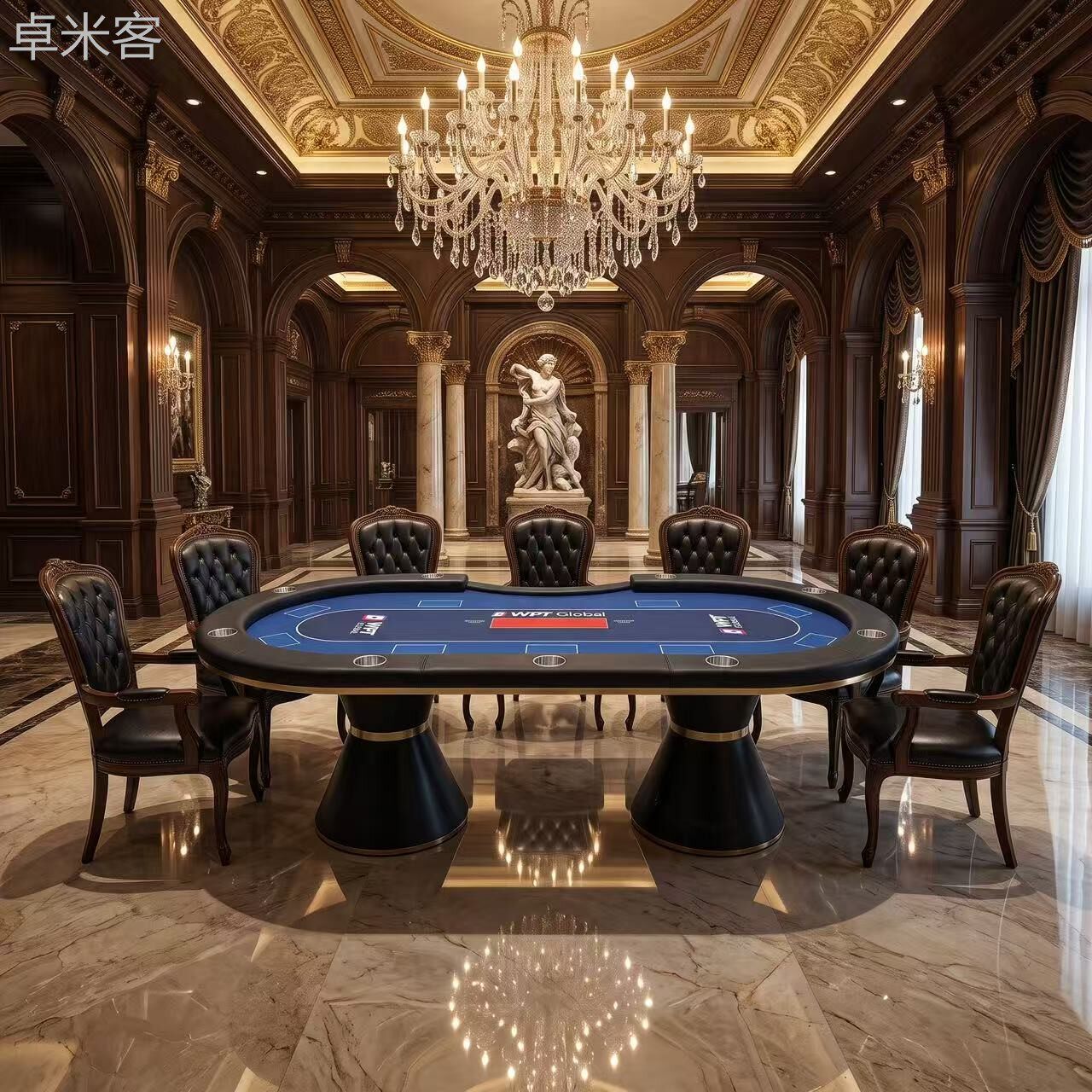 卓米客沙漏腿带烟灰缸德州棋牌桌室内聚会专用游戏桌台面可定制工