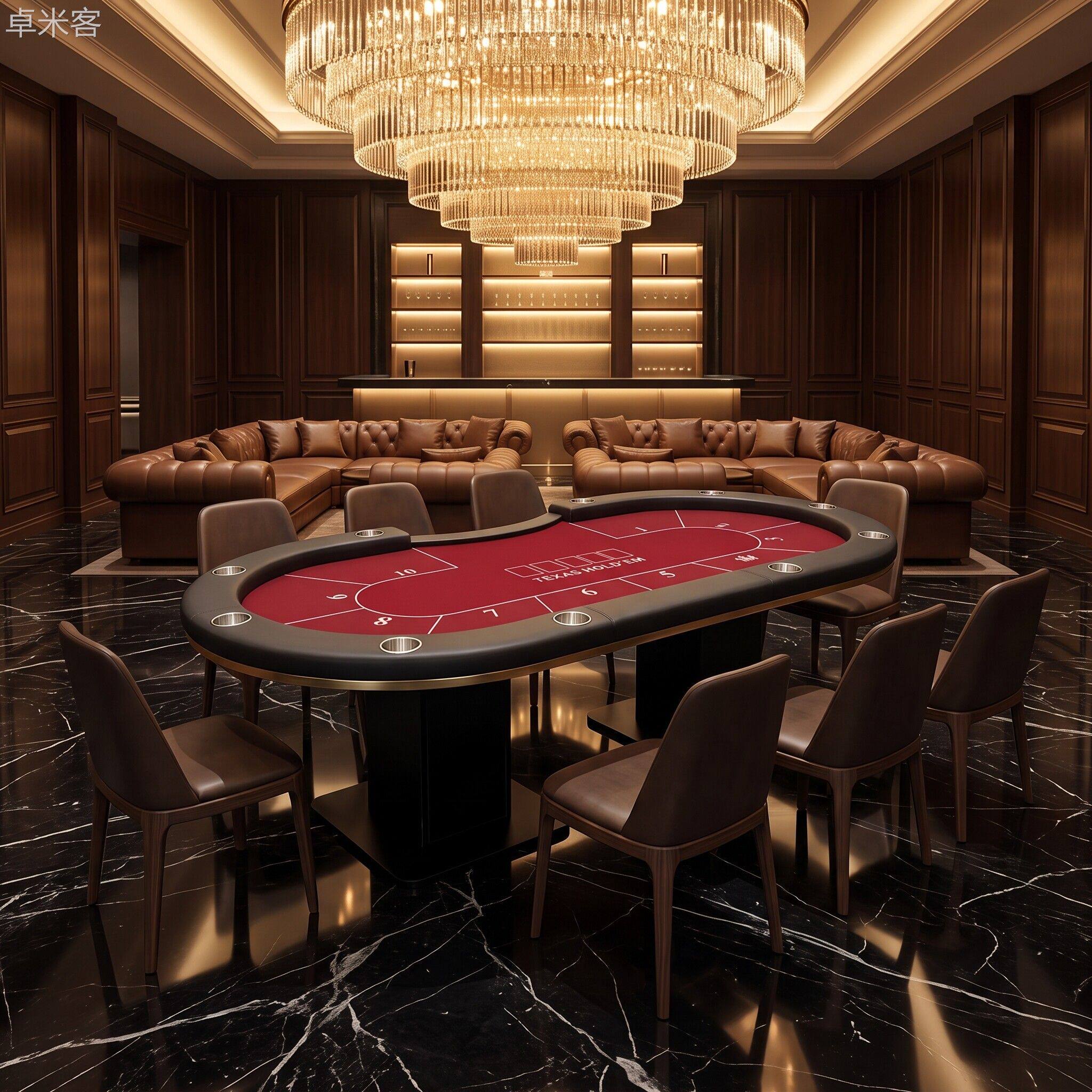 卓米客标准腿德州扑克棋牌桌带烟灰缸休闲牌桌颜色尺寸可定制原工