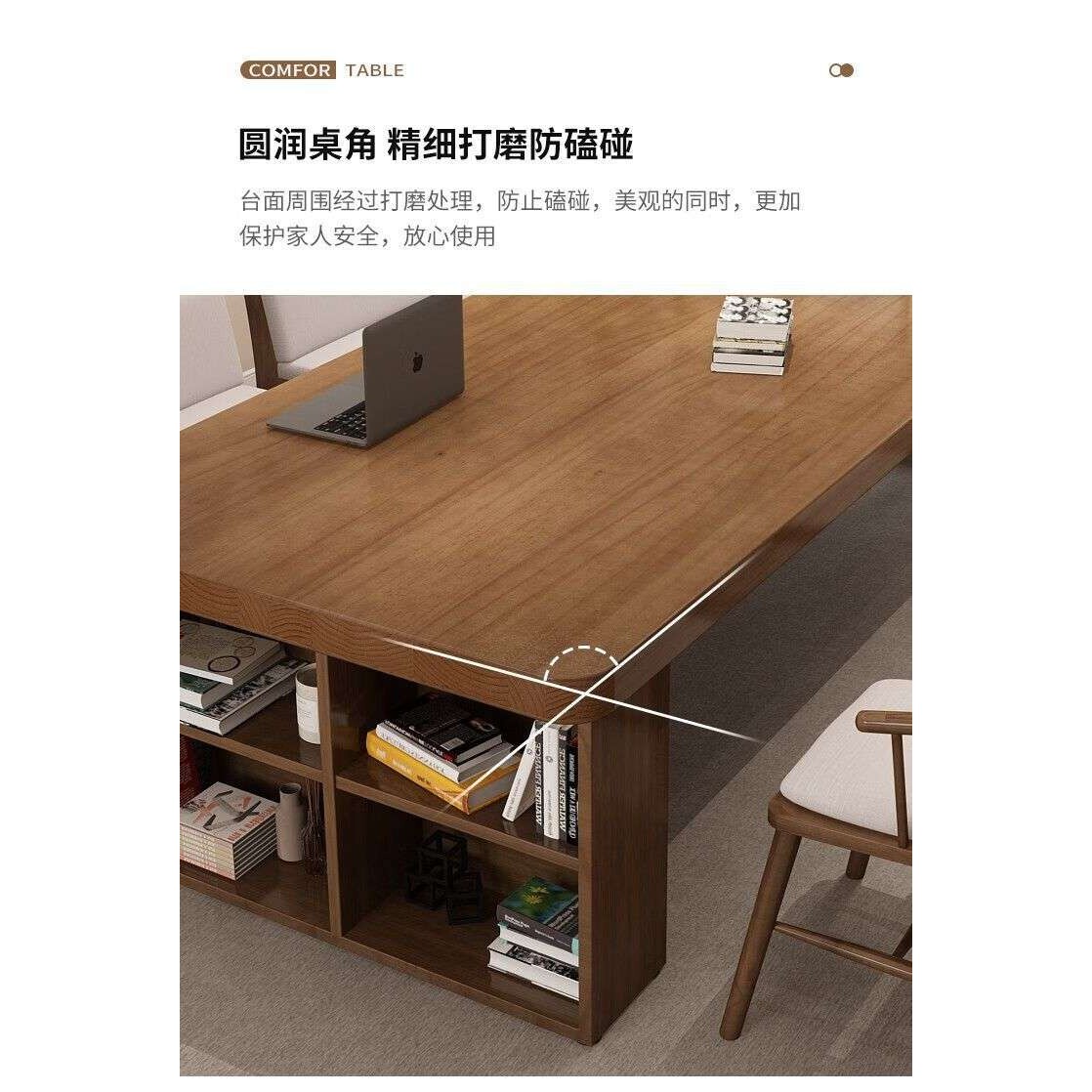 客厅实木书桌书柜一体写字桌家庭高档去客厅化全套学习办公工作台