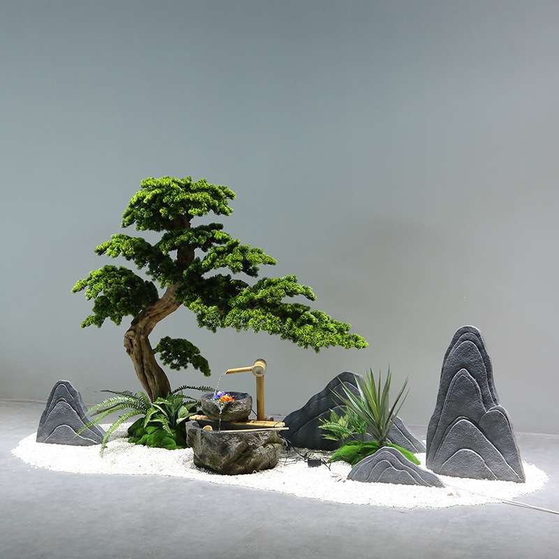 仿真松树新中式迎客松假树绿植落地摆件玄关装饰造景室内楼梯景观