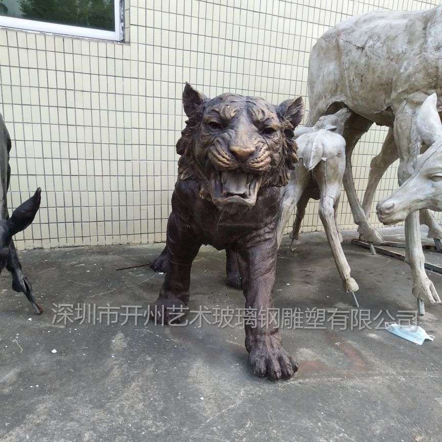 户外大型动物老虎雕塑门口园林景观仿真铜貔貅玻璃钢公园摆设艺术