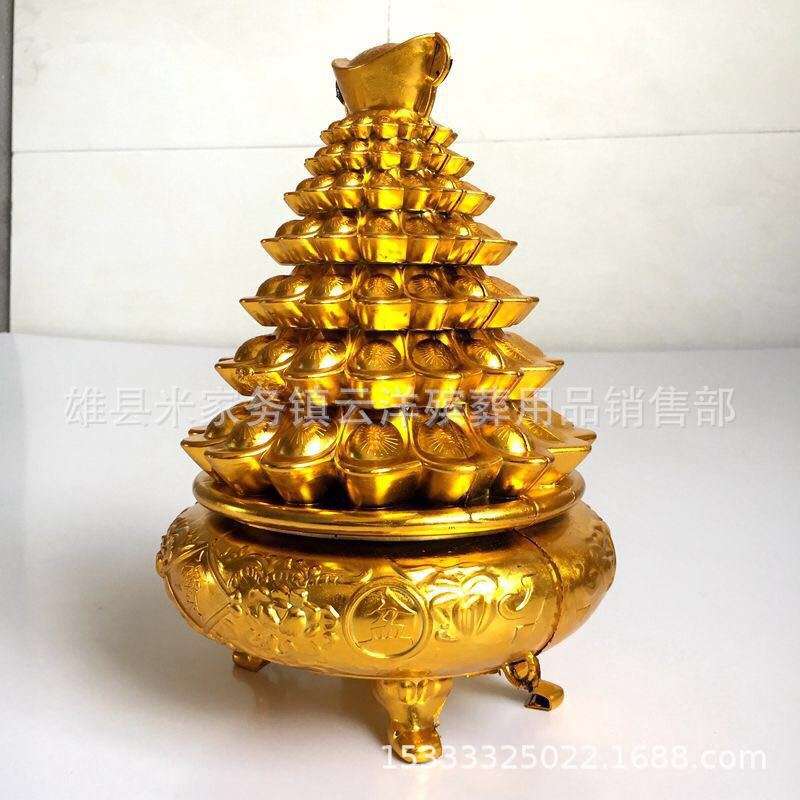 聚宝盆 塑料镀金聚宝盆   祭祀用品 云洋殡葬用品