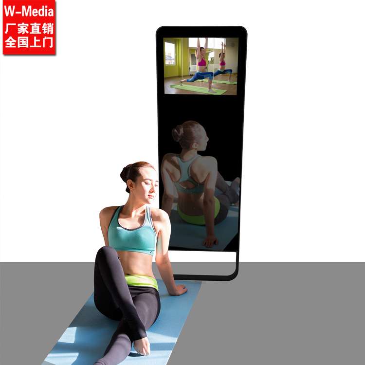 万马32寸镜面健身魔镜立式壁挂运双用居家智能触控广告一体机厂家