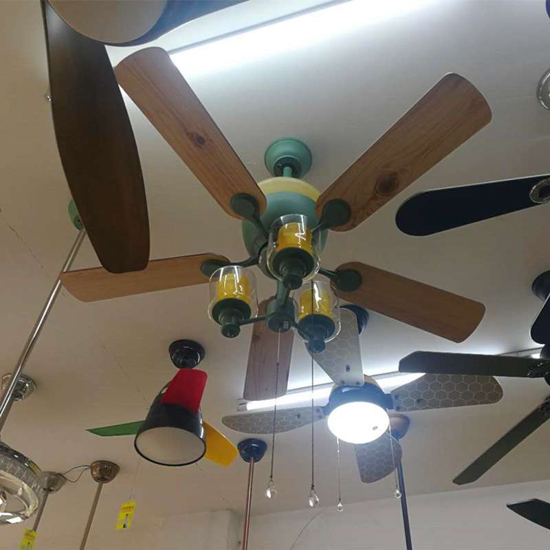 风扇灯复古美式客厅餐厅电扇吊灯优质木叶吊扇灯餐厅led