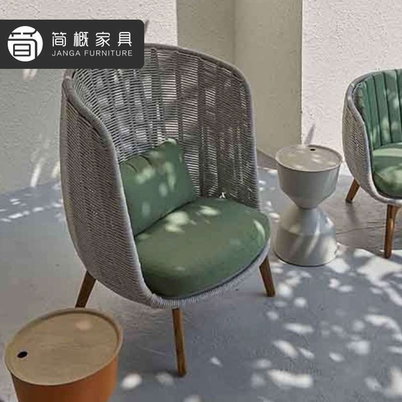 户外别墅庭院藤编沙发防水防晒露台阳台懒人躺椅酒店民宿沙发椅