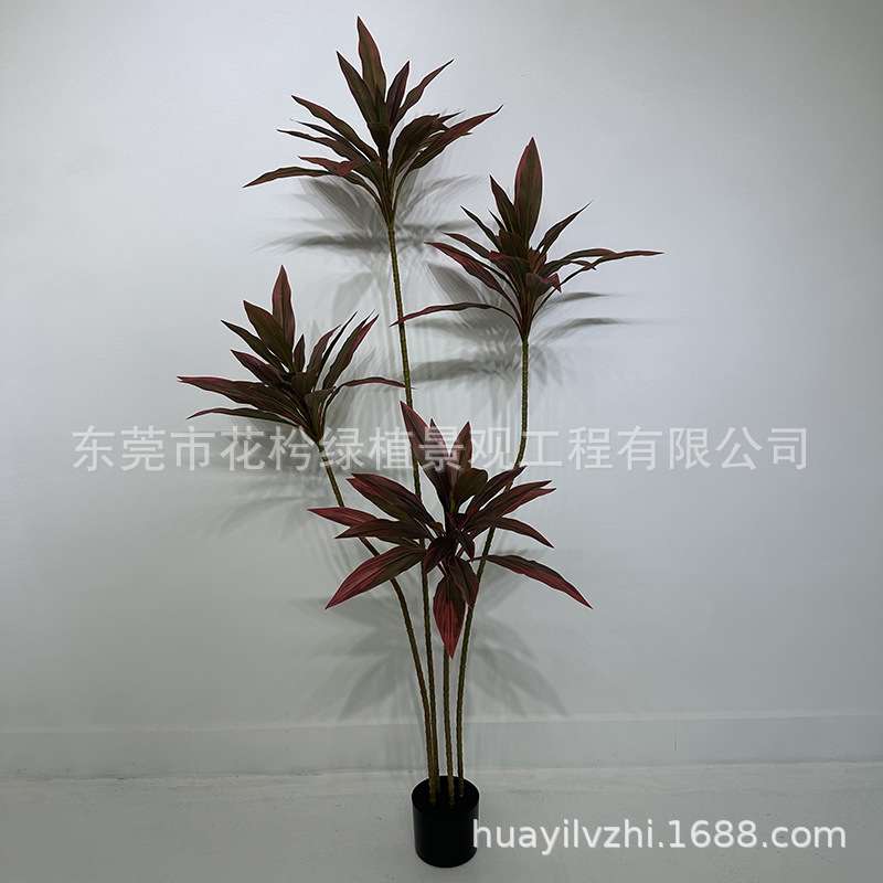 仿真植物红铁树假绿植盆栽巴西铁盆景室内客厅仿生绿植装饰摆件树