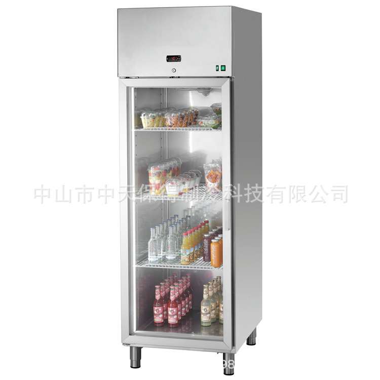 GN600TNG 欧款冷藏冷冻展示柜商用立式留样柜水果啤酒冷饮柜玻璃