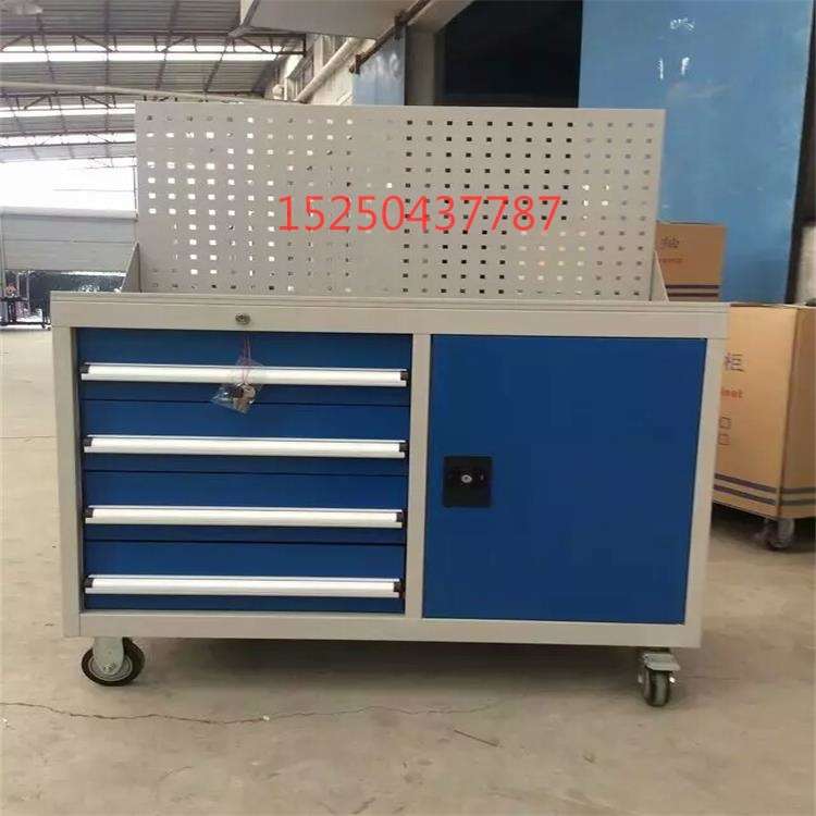 车间重型五金加厚工具车多功能四抽一门工具柜抽屉式带挂板工具箱