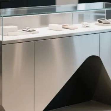 珠宝展示柜带灯黄金饰品展示台珠宝首饰展示柜落地不锈钢中岛柜
