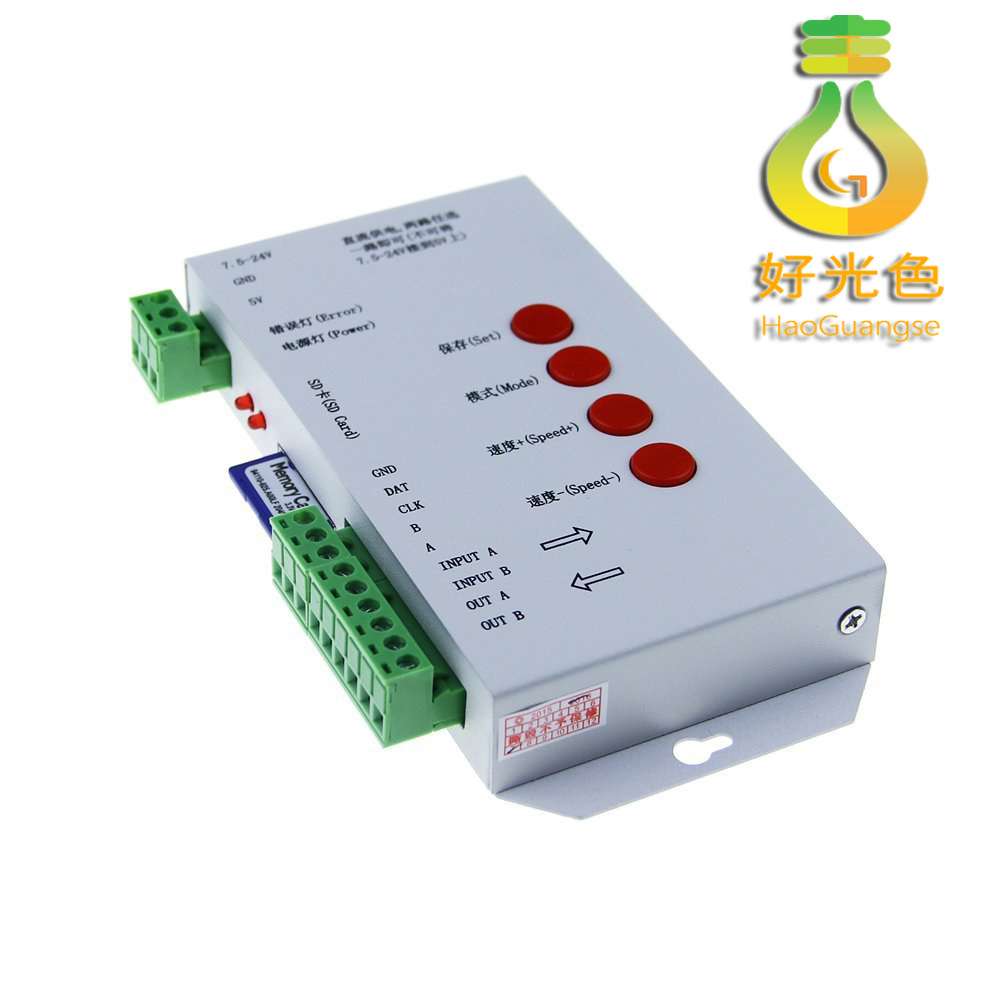 K-1000C控制器配置SD卡可控制WS2812 1903 16703 DC5V12V-24V幻彩