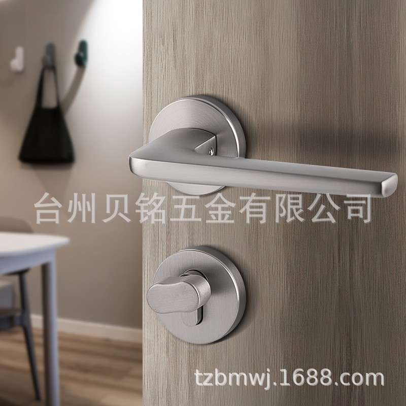 厂家直售 锌合金门锁金色室内房门锁磁吸静音卧室门把手分体锁具