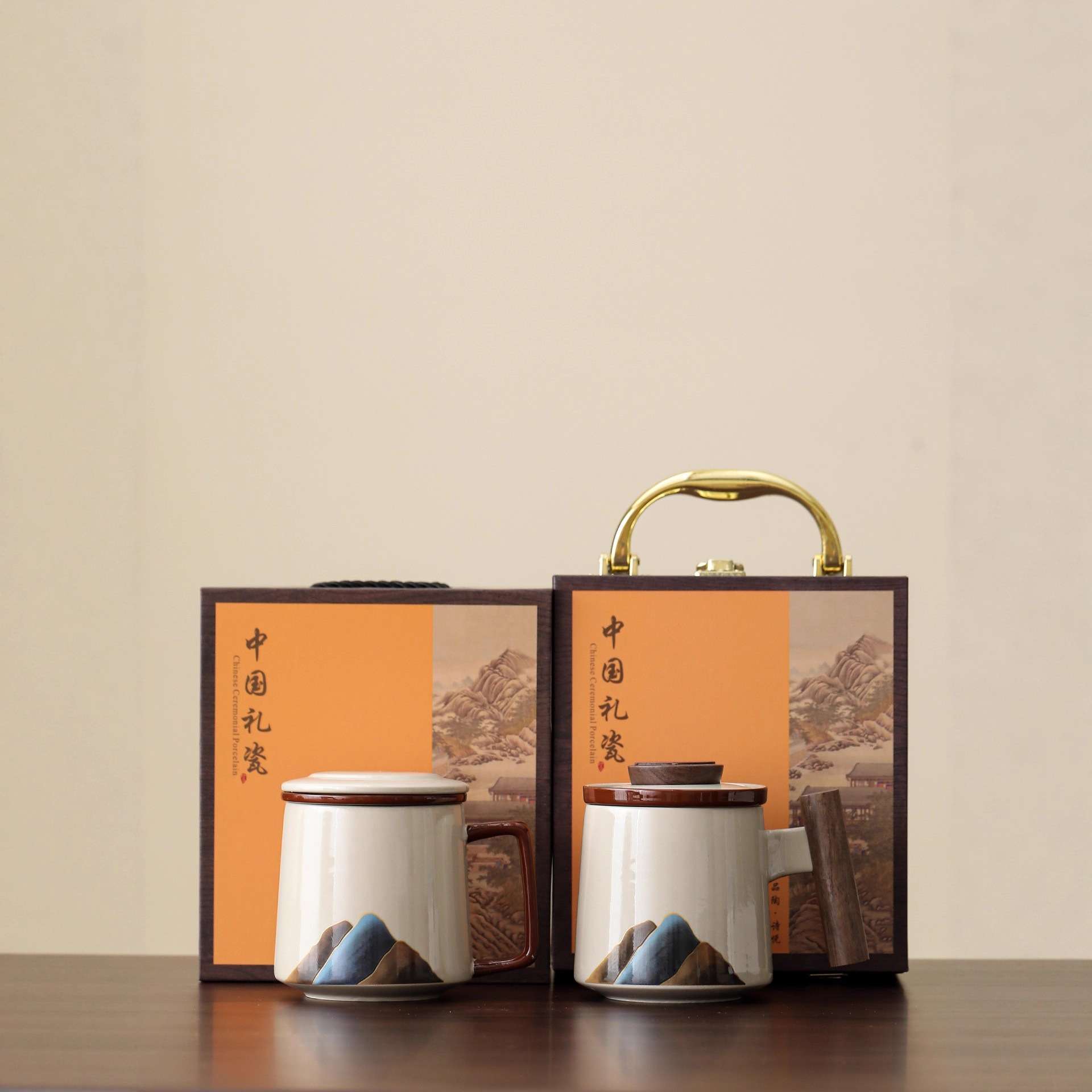 草木灰泡茶杯茶水分离陶瓷办公室茶具杯子创意带盖过滤马克杯