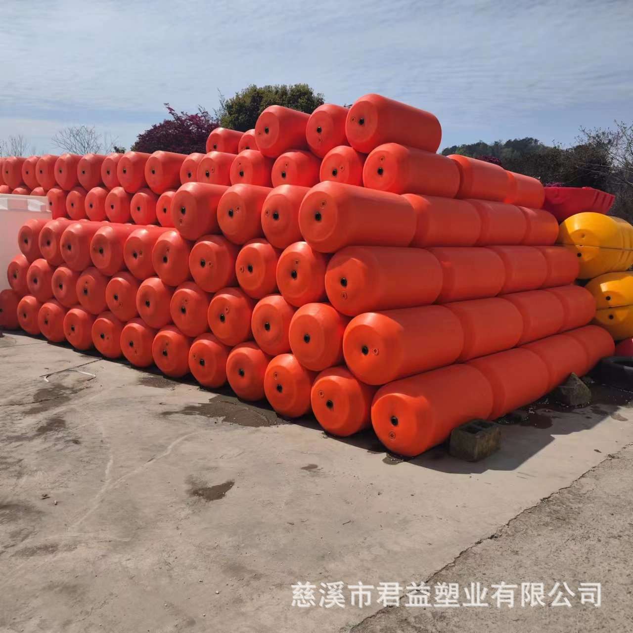 1000*500一体式浮筒式拦阻索浮桶 水电站河道漂浮树枝拦截浮筒