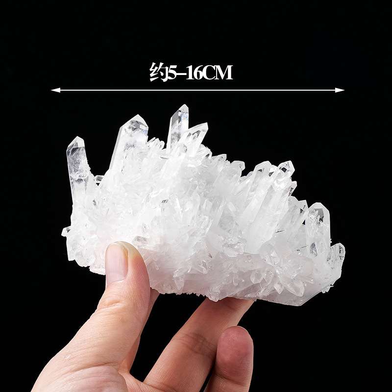 天然白水晶簇摆件水晶原石矿标菊花晶簇家居装饰消磁能量摆设