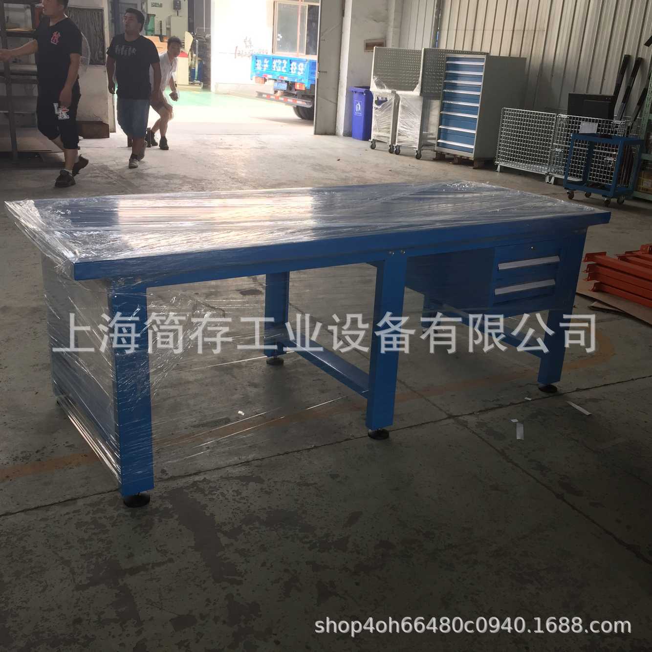 简存非标重型铁板平台钳工工作台 车间模具维修桌 台虎钳装配台