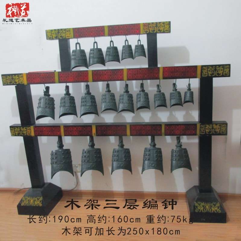 仿古做旧乐器三层铜曾侯乙编钟单个铜钟桌面摆件挂钟铜铙羊角编钟