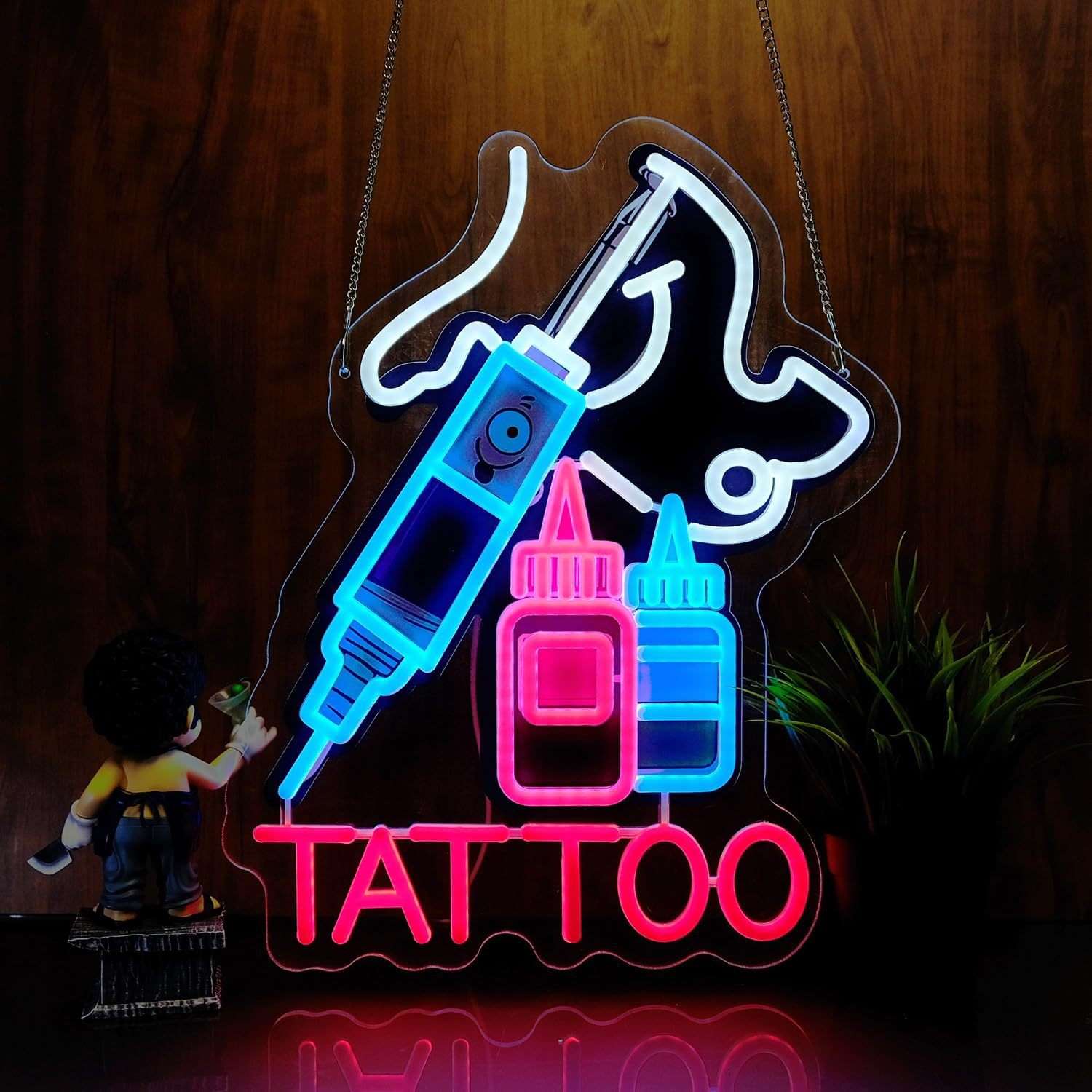 纹身店酒吧装饰灯亚马逊热销TATTOO霓虹灯纹身工作室设计LED灯牌