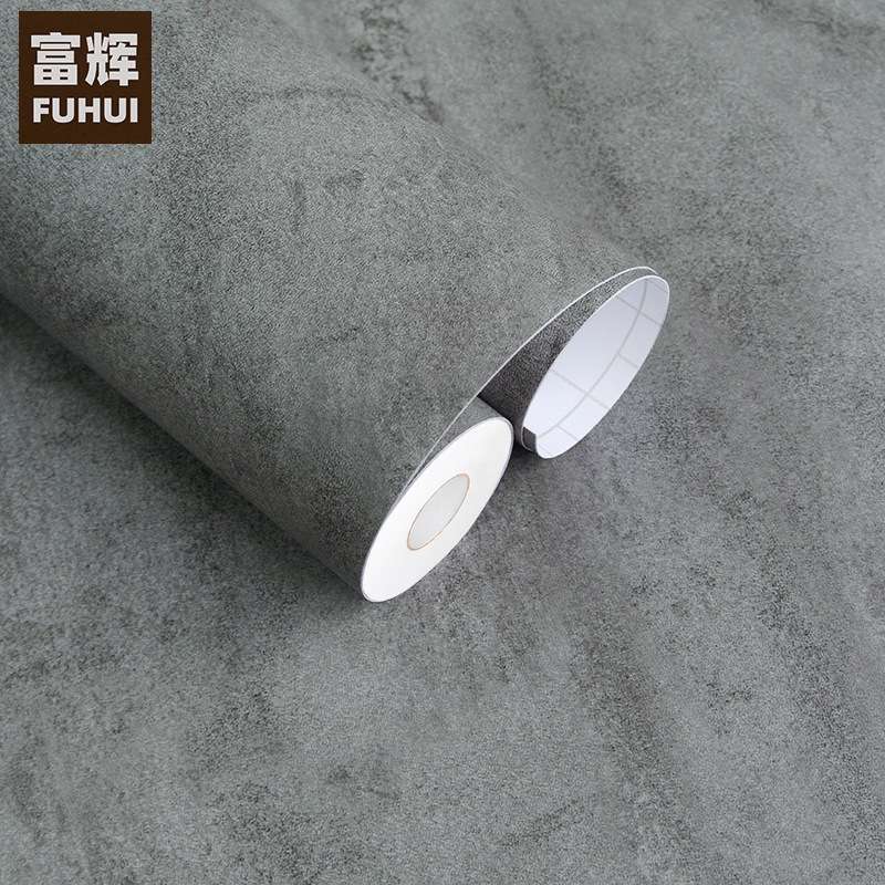 加厚防水粗水泥纹理自粘墙纸壁纸复古做旧装饰pvc波音软片HD-069
