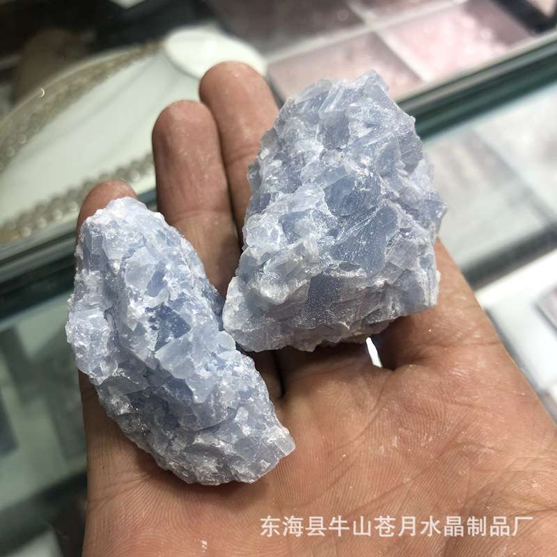 天然蓝晶石蓝色方解石原石天青石蓝色水晶扩项香石原料 公斤价