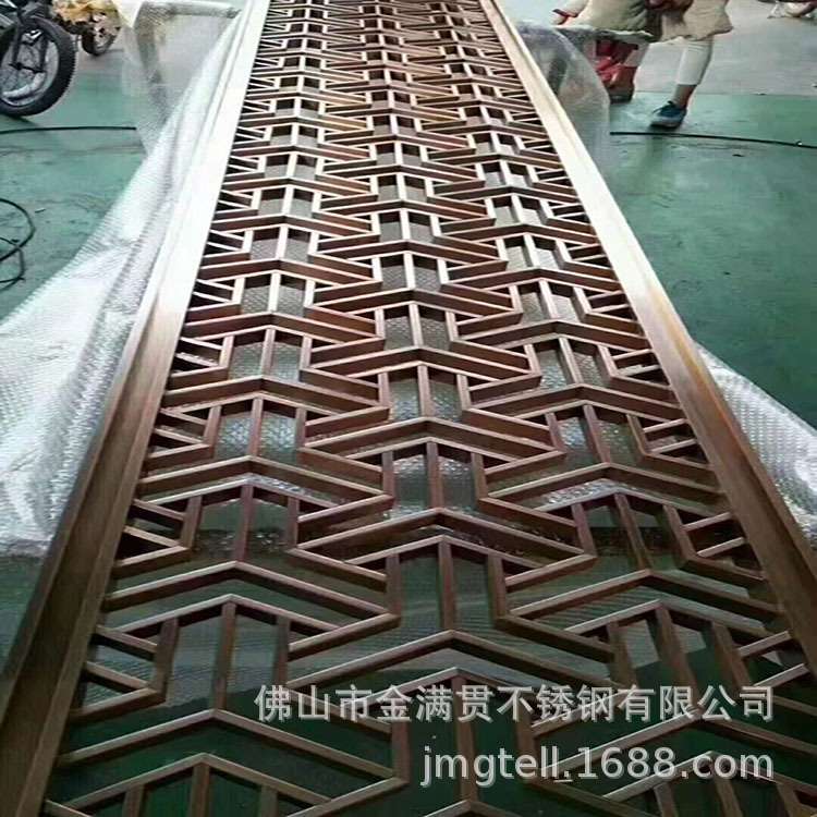 不锈钢屏风客厅装饰玄关简易花格简约现代铁艺隔断镂空新中式
