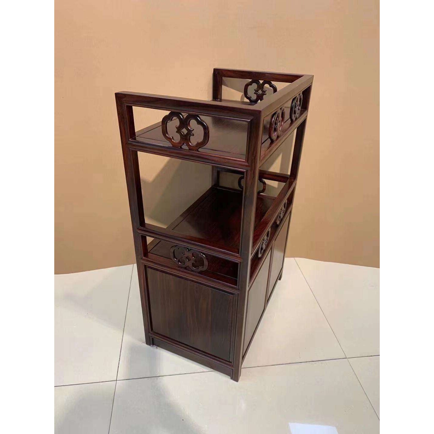 客厅简约餐边柜中式实木茶水柜多功能储物阔叶黄檀黑酸枝茶边架几