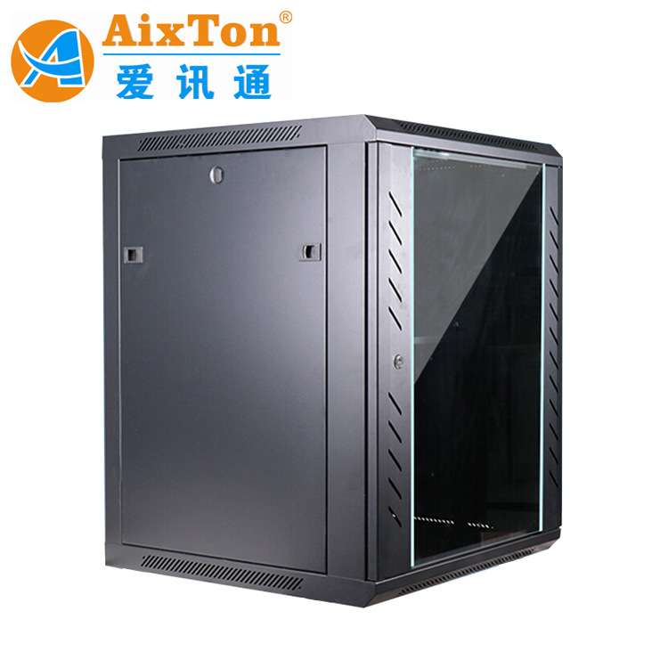 15U壁挂式机柜 黑色780mm服务机柜 壁挂式网络机柜
