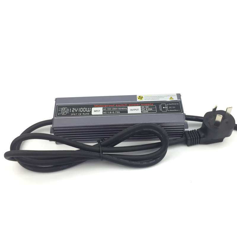 12V100W欧规插头线电源防水电源厂家美规防水电源澳规防水电源LED