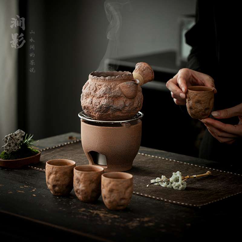 中式粗陶蜡烛温茶炉陶瓷底座保温煮茶器中式家用室内酒精煮茶炉子