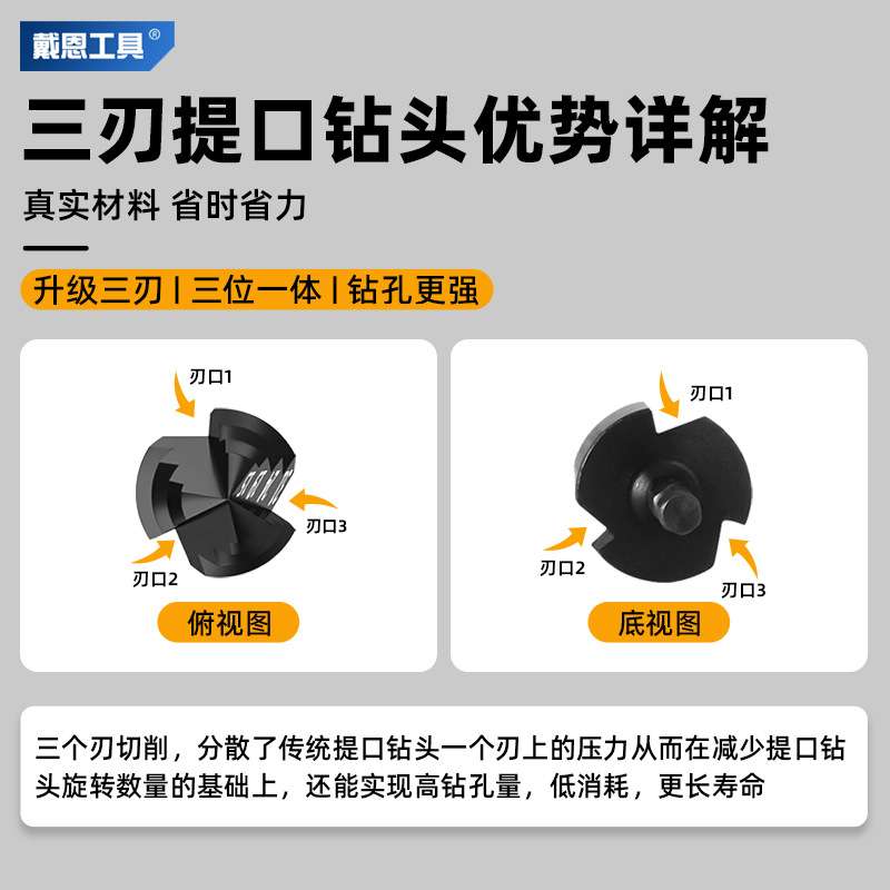 新款PPR三刃一体提口钻头塑料水管维修钻孔神器四分六分一寸扩口