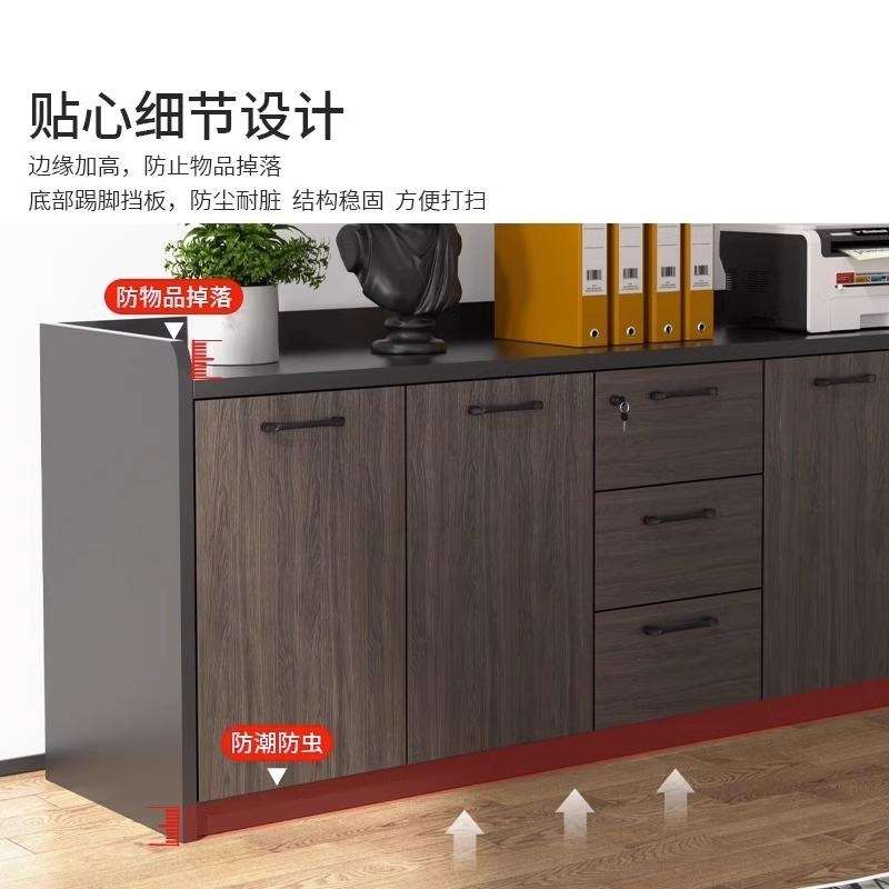 厂家直销办公室茶水柜资料收纳柜子现代简约木质带锁抽屉文件柜图片