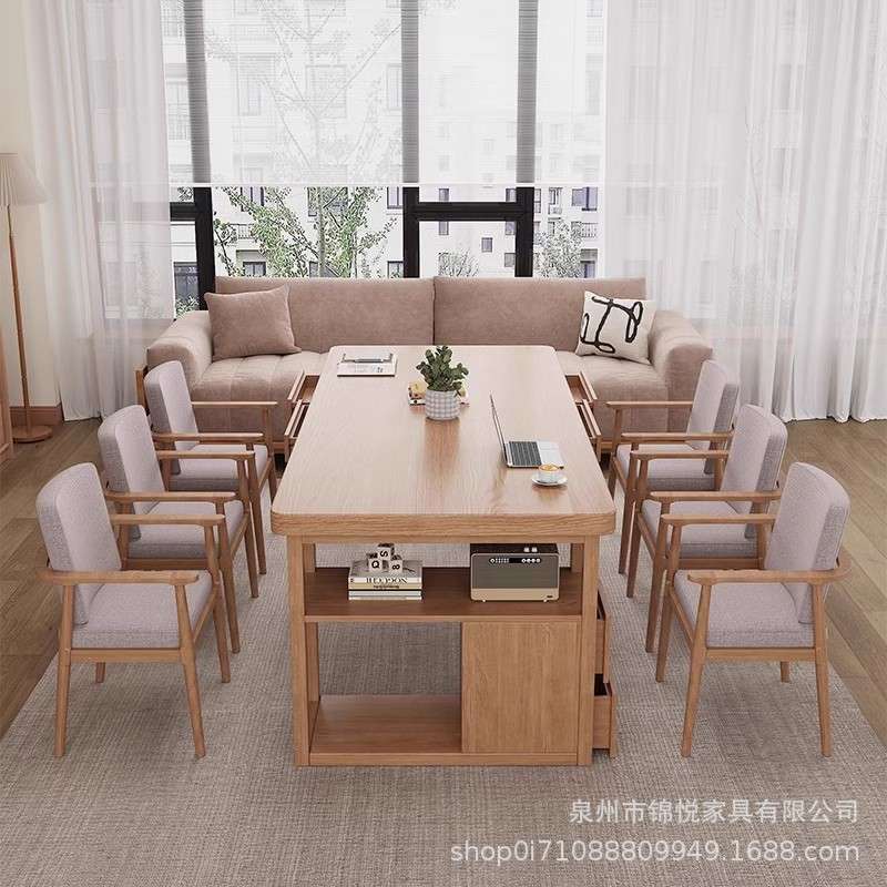 实木带抽屉大书桌客厅家用学习桌工作台简约现代办公桌创意写字桌