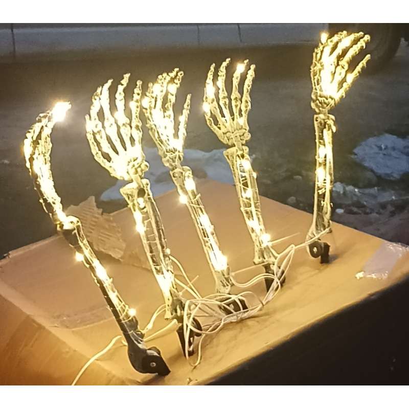 万圣节装饰品发光鬼手万圣节庭院地插一拖五发光鬼手鬼节装扮