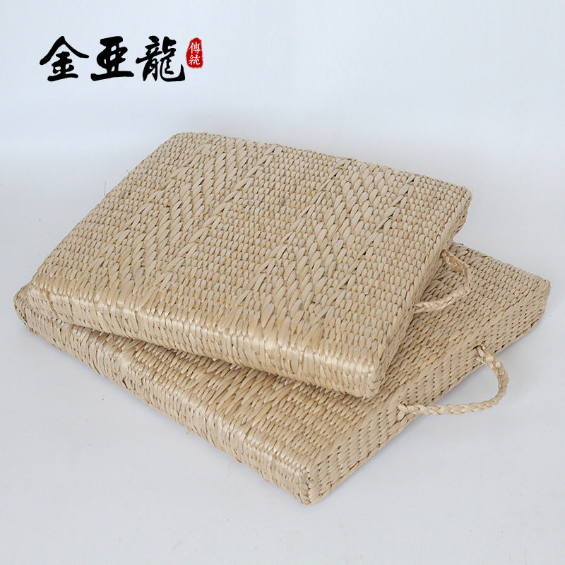直销蒲草方形手提便携铺草垫手工植物飘窗垫家居便携坐垫源头厂家