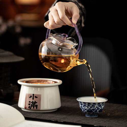 围炉煮茶炉套装中式陶瓷温茶器蜡烛加热茶壶底座提梁壶保温暖茶器