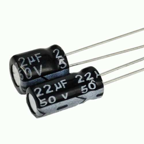 （1000只） 50V22UF 铝电解电容 直插 5X11mm 6*7mm 黑色电容器