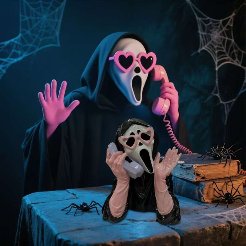 亚马逊Pink screaming face万圣节粉色尖叫鬼脸摆件