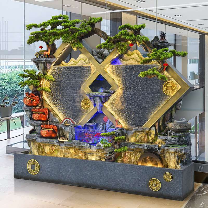 假山幕墙别墅墙循环水庭院屏风景观客厅流水装饰鱼缸阳台喷泉大型