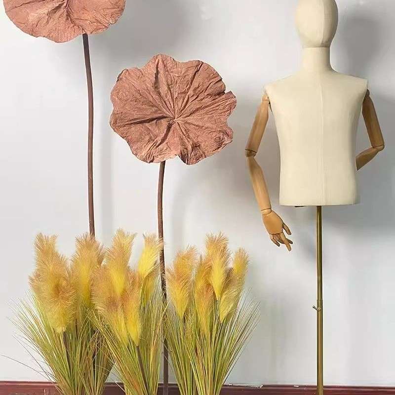 氛围装饰橱窗纸艺荷叶服装店布置秋冬陈列陈列道具主题秋季芦苇荡
