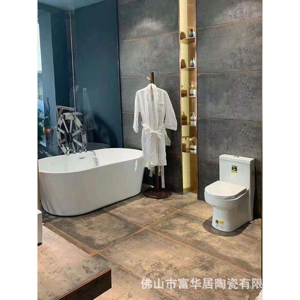 工业风连锁酒店防滑地砖酒吧KTV仿古砖600*1200仿金属釉铁锈砖
